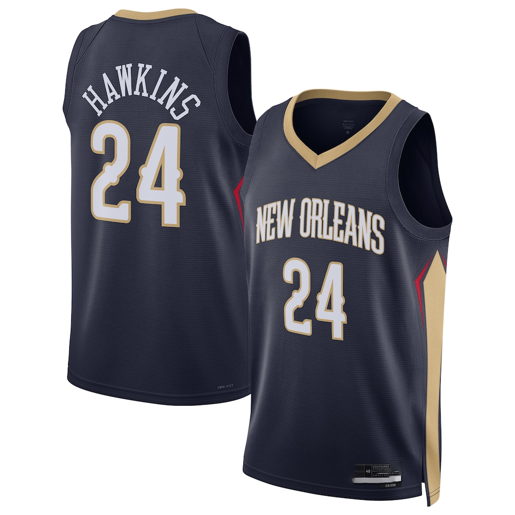 Cooneas NO.Pelicans #24 Jordan Hawkins Navy Swingman Stitched Jerseys- Icon Edition