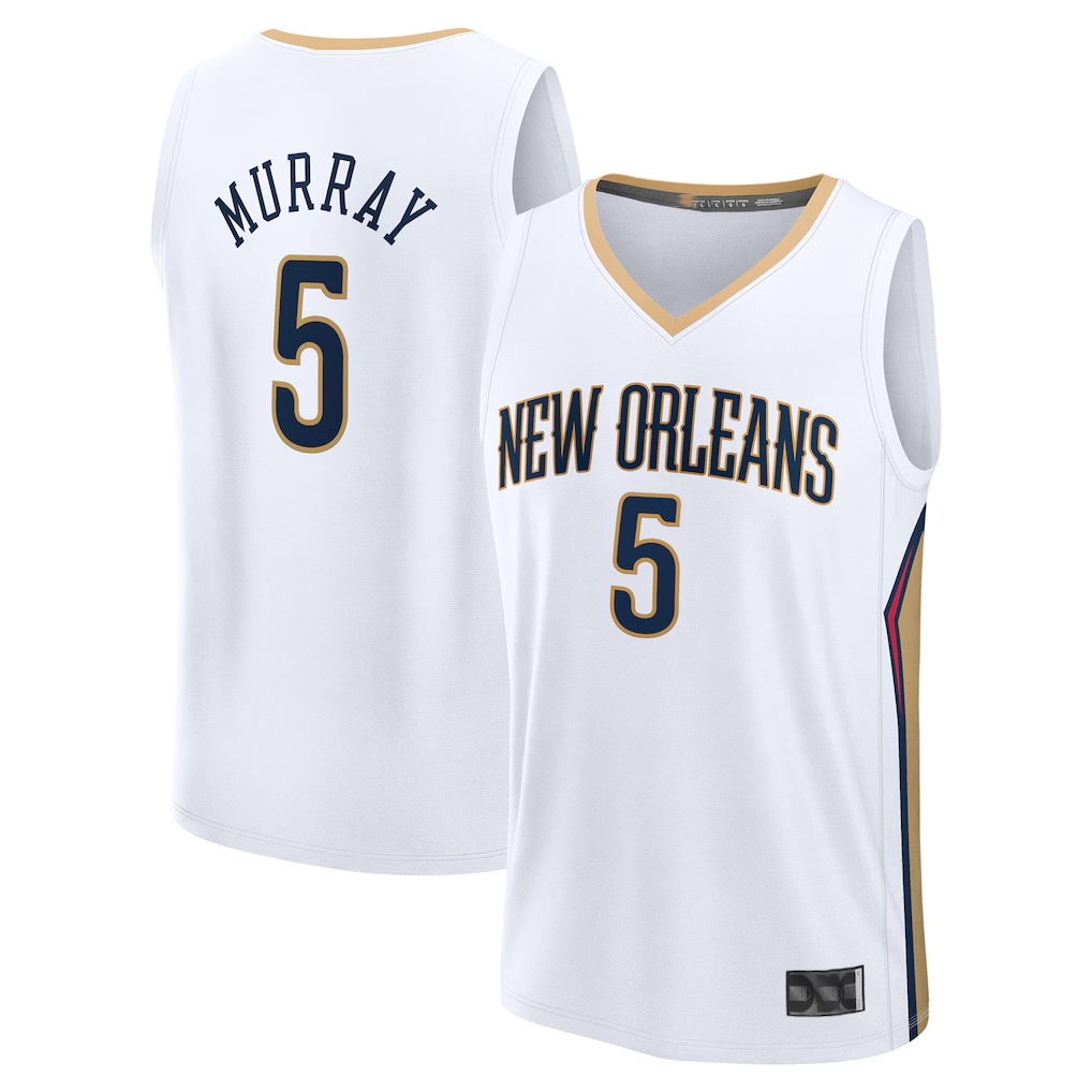 Cooneas NO.Pelicans #5 Dejounte Murray White Fast Break Replica Player Stitched Jerseys- Association Edition