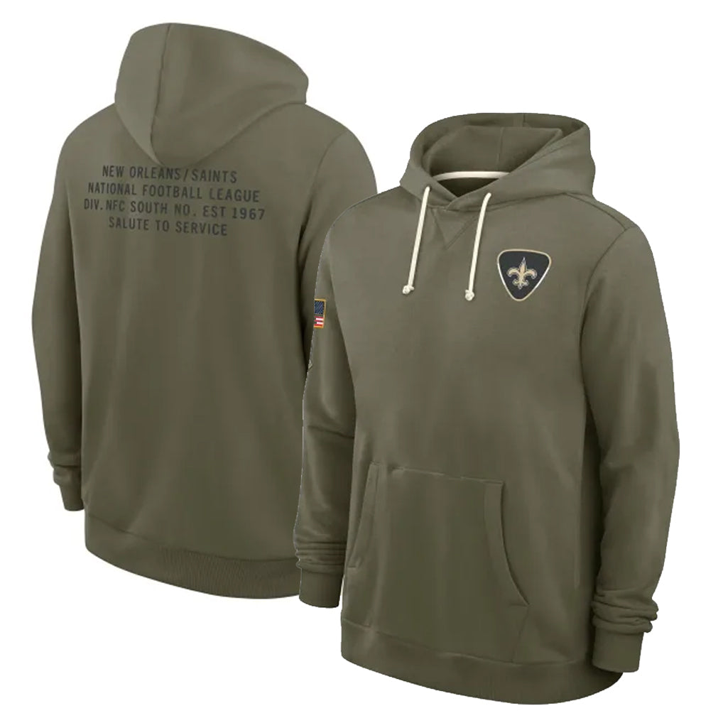 Cooneas NO.Saints Olive Salute to Service Pullover Hoodies Limited Blank Player Stitched Jerseys