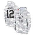 Cooneas NO.Saints #12 Chris Olave Player Arctic Camo Salute to Service Pullover Hoodies Limited Game Stitched Jerseys