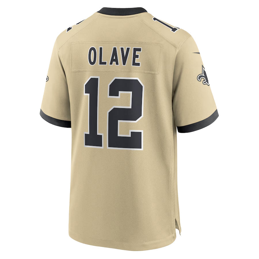 Cooneas NO.Saints #12 Chris Olave Player Gold Alternate Game Stitched Jerseys