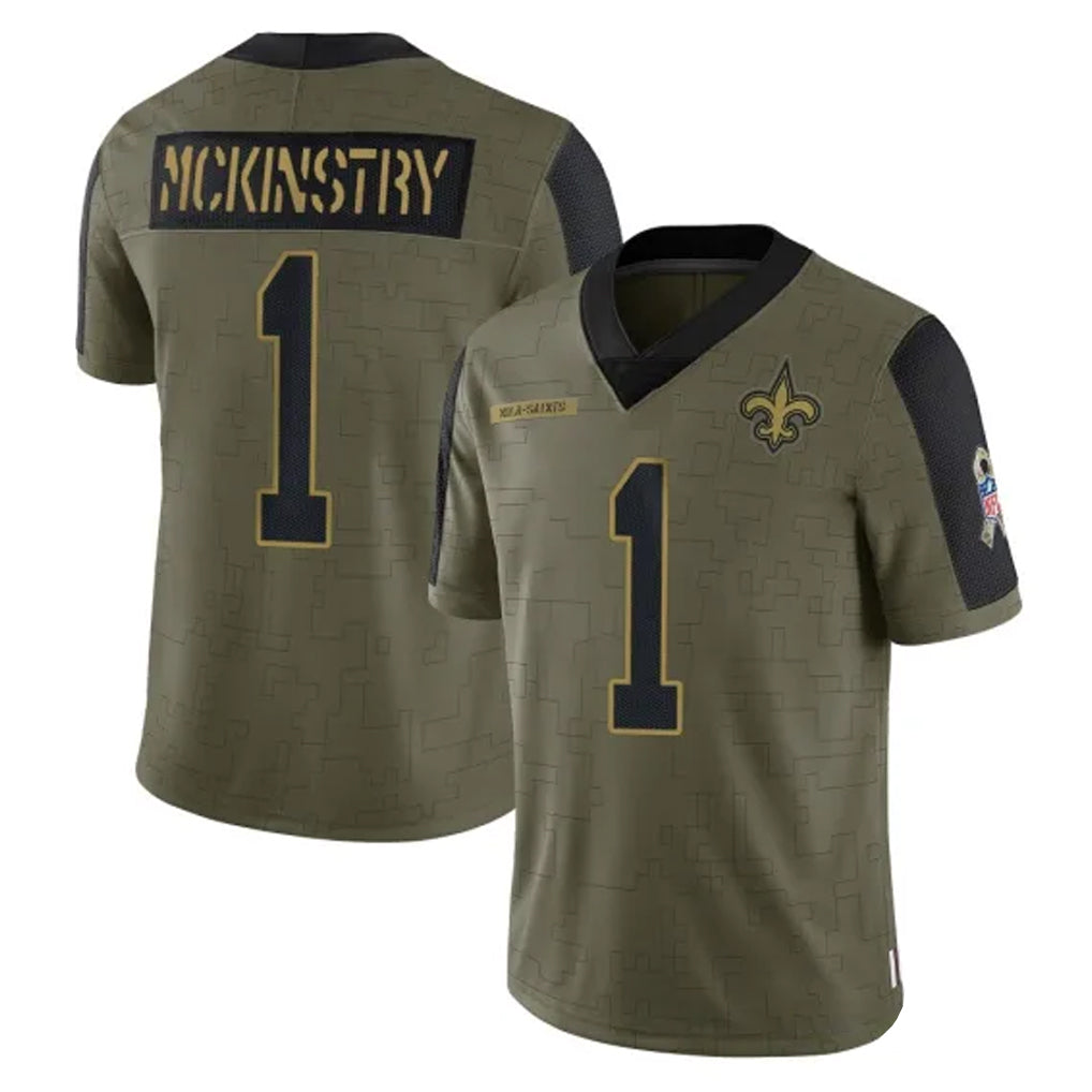 Cooneas NO.Saints #1 Kool-Aid McKinstry Player Olive Salute To Service Limited Game Stitched Jerseys
