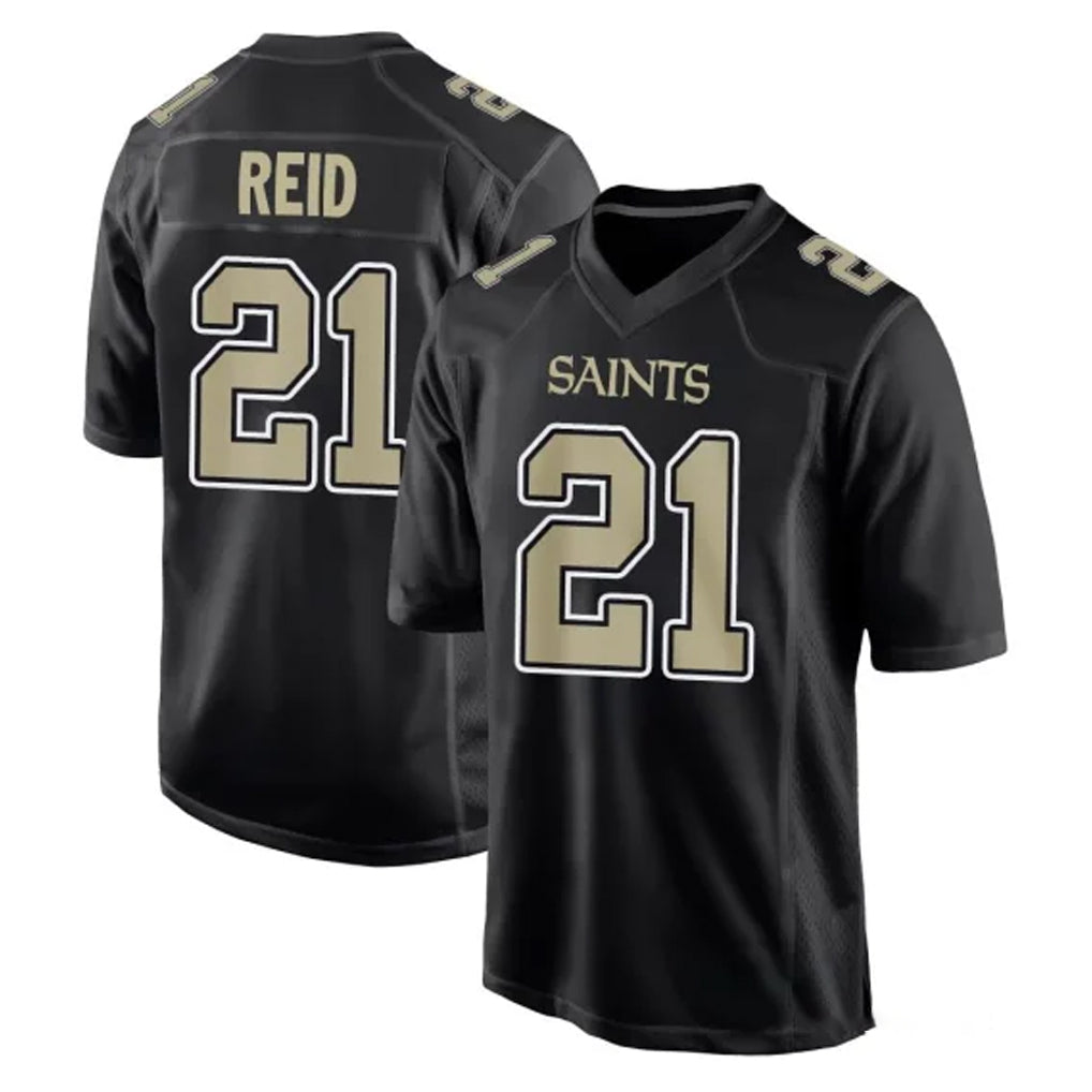 Cooneas NO.Saints #21 Justin Reid Player Black Carbon Fashion Home Game Stitched Jerseys