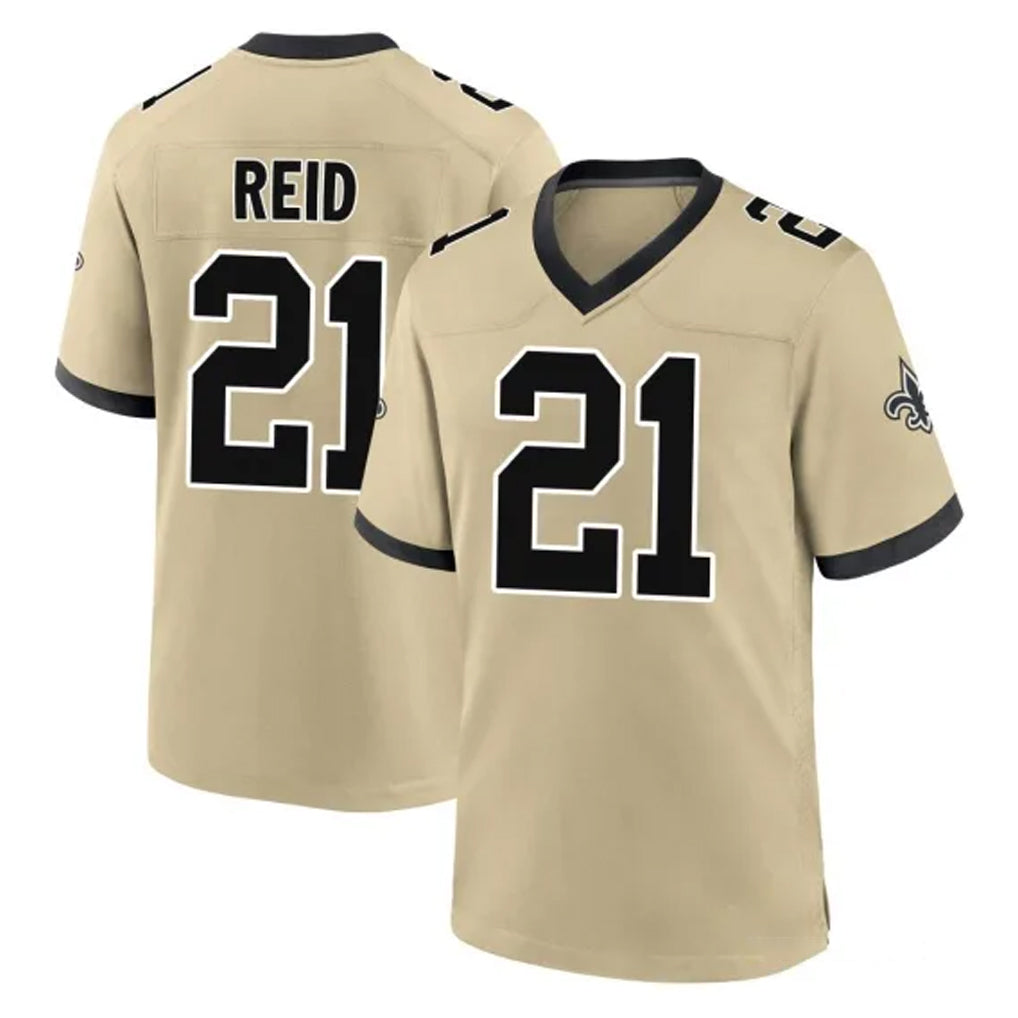 Cooneas NO.Saints #21 Justin Reid Player Gold Home Game Stitched Jerseys