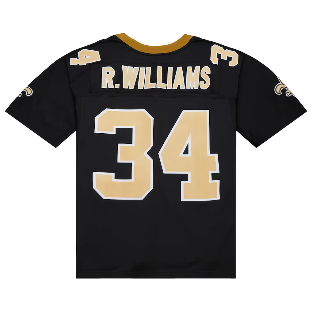 Cooneas NO.Saints #34 Ricky Williams Mitchell & Ness Black 1999 Legacy Replica Stitched Puhic Jersey