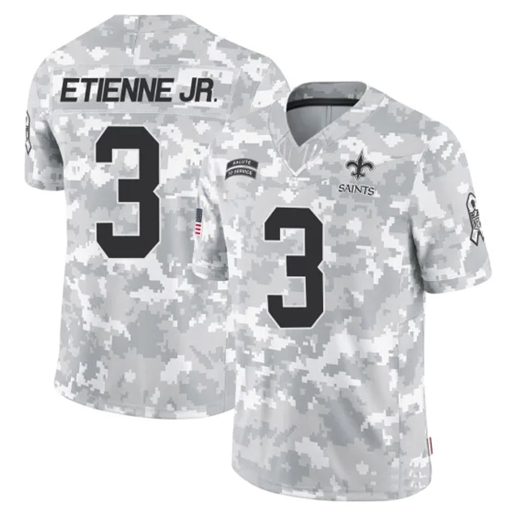 Cooneas NO.Saints #3 Travis Etienne Jr. Player Arctic Camo Salute To Service Limited Game Stitched Jerseys
