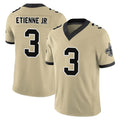 Cooneas NO.Saints #3 Travis Etienne Jr. Player Gold Limited Vapor F.U.S.E. Home Game Stitched Jerseys