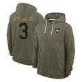 Cooneas NO.Saints #3 Travis Etienne Jr. Player Olive Salute to Service Pullover Hoodies Limited Stitched Jerseys