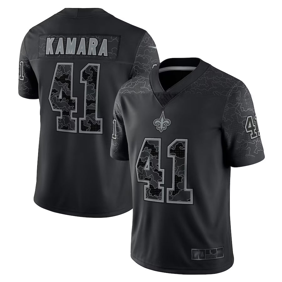 Cooneas NO.Saints #41 Alvin Kamara Player Black RFLCTV Limited Stitched Jerseys