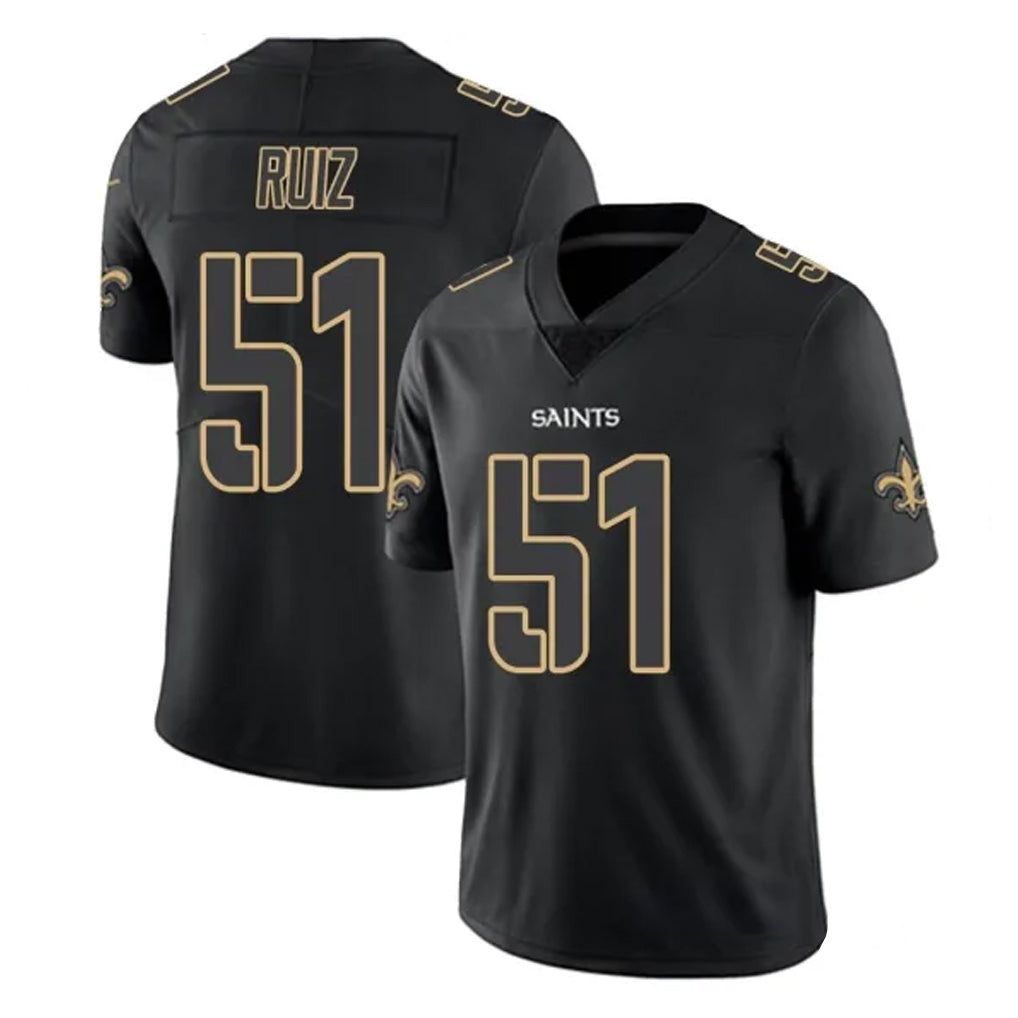 Cooneas NO.Saints #51 Cesar Ruiz Player Black Impact Limited Home Game Stitched Jerseys