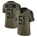 Cooneas NO.Saints #51 Cesar Ruiz Player Olive Salute To Service Limited Game Stitched Jerseys
