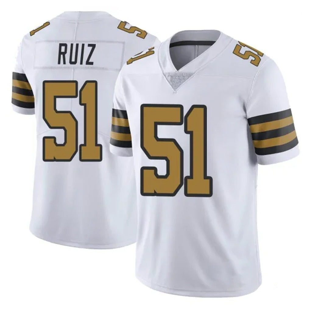 Cooneas NO.Saints #51 Cesar Ruiz Player White Limited Color Rush Home Game Stitched Jerseys
