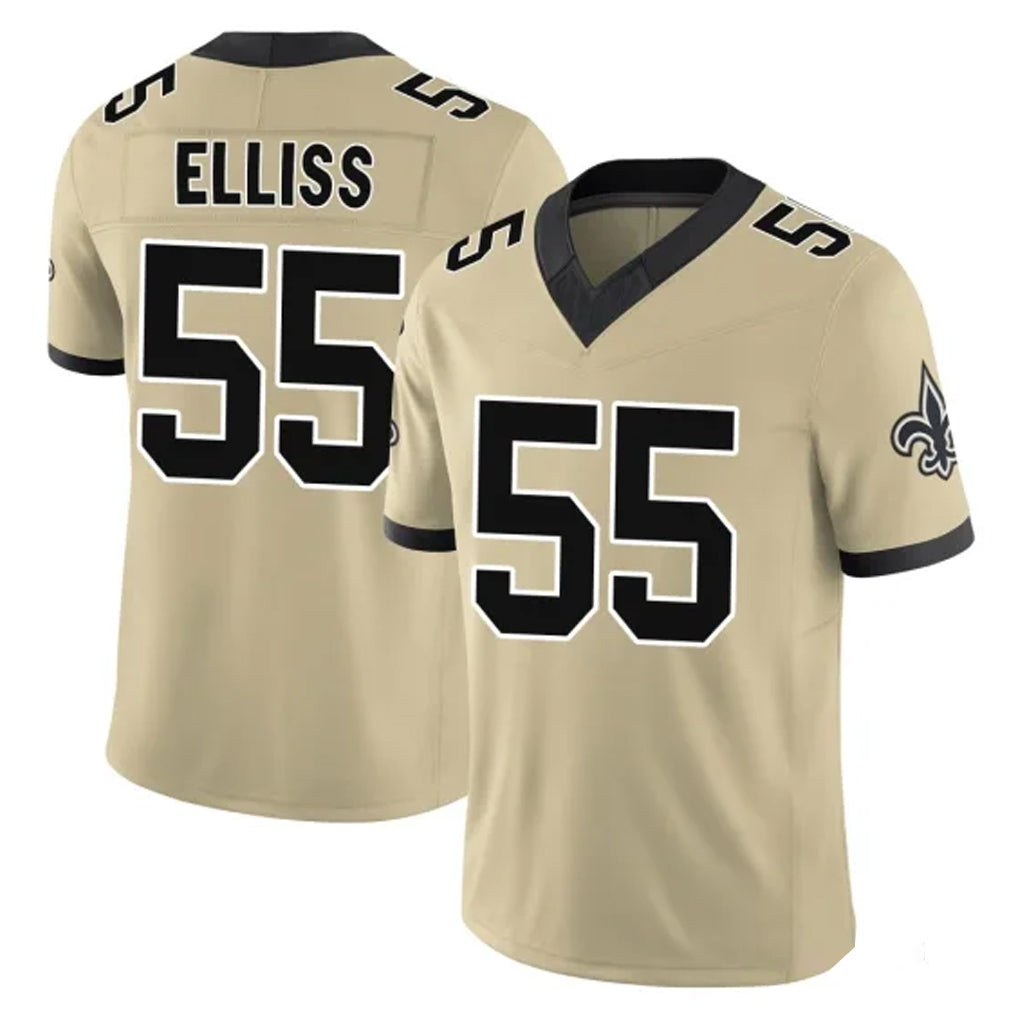 Cooneas NO.Saints #55 Kaden Elliss Player Gold Limited Vapor F.U.S.E. Home Game Stitched Jerseys