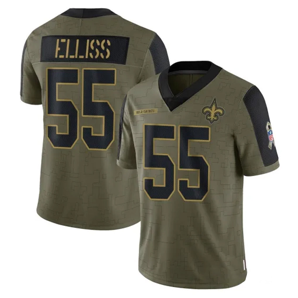 Cooneas NO.Saints #55 Kaden Elliss Player Olive Salute To Service Limited Game Stitched Jerseys