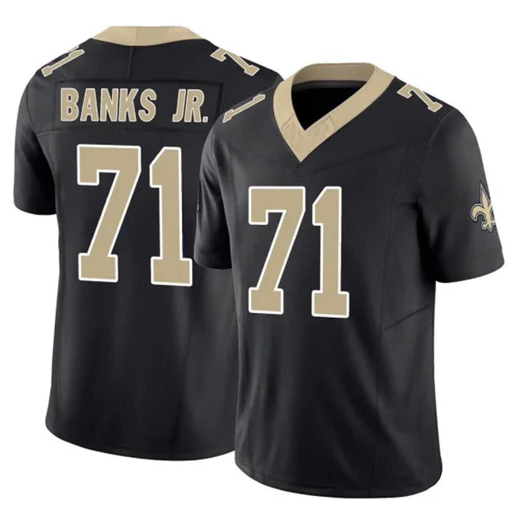 Cooneas NO.Saints #71 Kelvin Banks Jr. Player Black Limited Vapor F.U.S.E. Home Game Stitched Jerseys