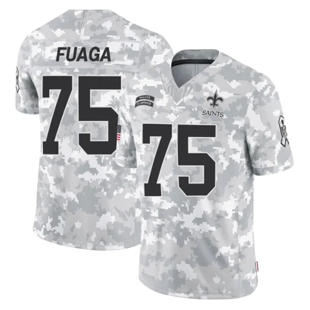 Cooneas NO.Saints #75 Taliese Fuaga Player Arctic Camo Salute To Service Limited Game Stitched Jerseys