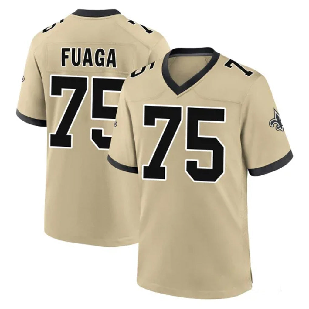 Cooneas NO.Saints #75 Taliese Fuaga Player Gold Home Game Stitched Jerseys