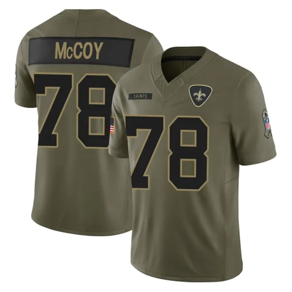 Cooneas NO.Saints #78 Erik McCoy Player Olive 2025 Salute To Service Limited Stitched Jerseys