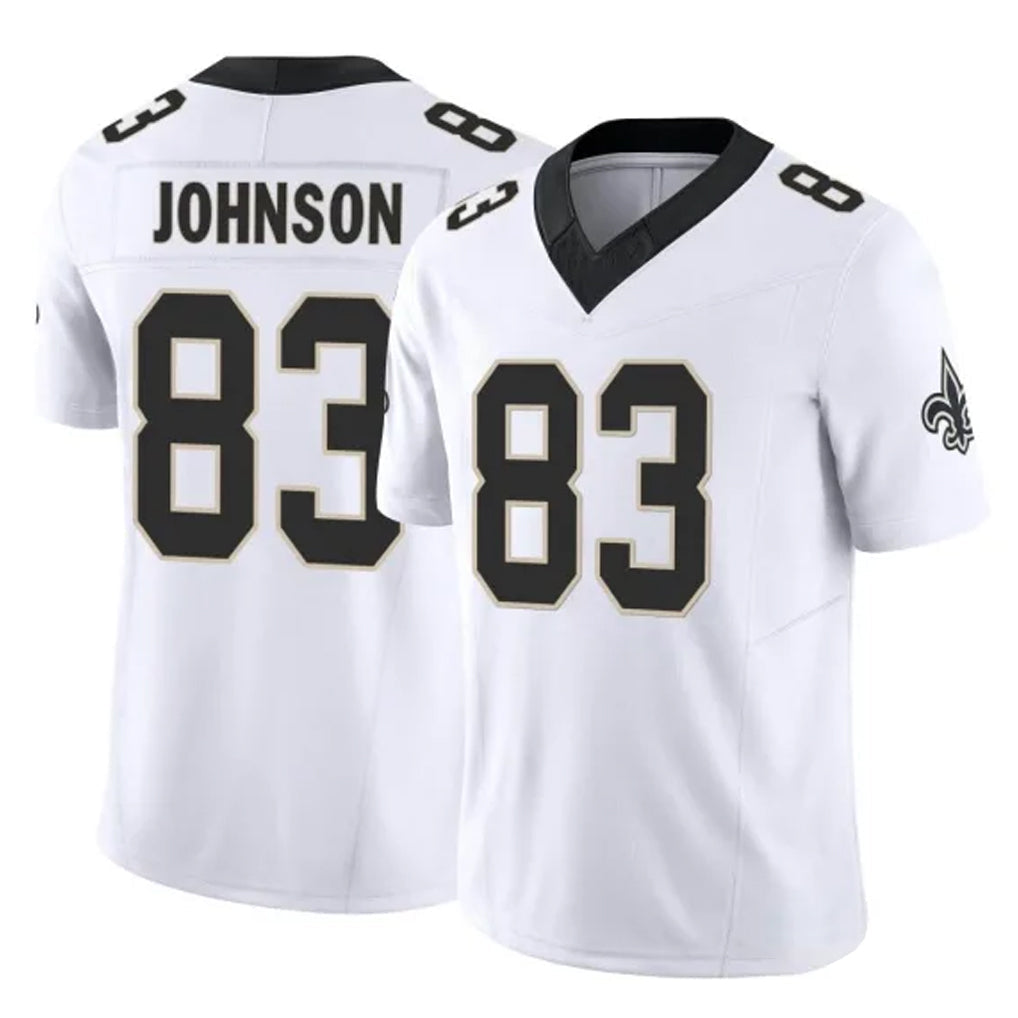 Cooneas NO.Saints #83 Juwan Johnson Player White Limited Vapor F.U.S.E. Home Game Stitched Jerseys