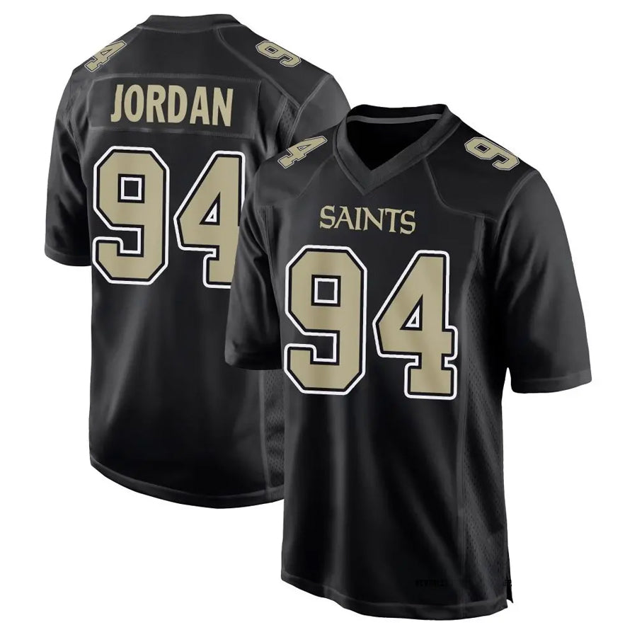 Cooneas NO.Saints #94 Cameron Jordan Player Carbon Black Fashion Game Stitched Jerseys