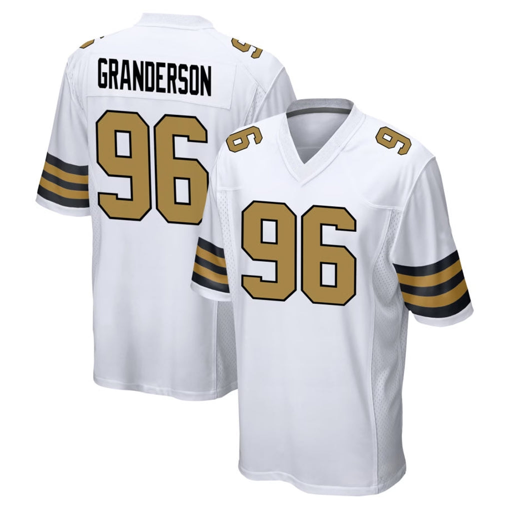 Cooneas NO.Saints #96 Carl Granderson Player White Alternate Home Game Stitched Jerseys