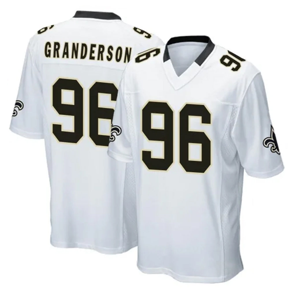 Cooneas NO.Saints #96 Carl Granderson Player White Home Game Stitched Jerseys