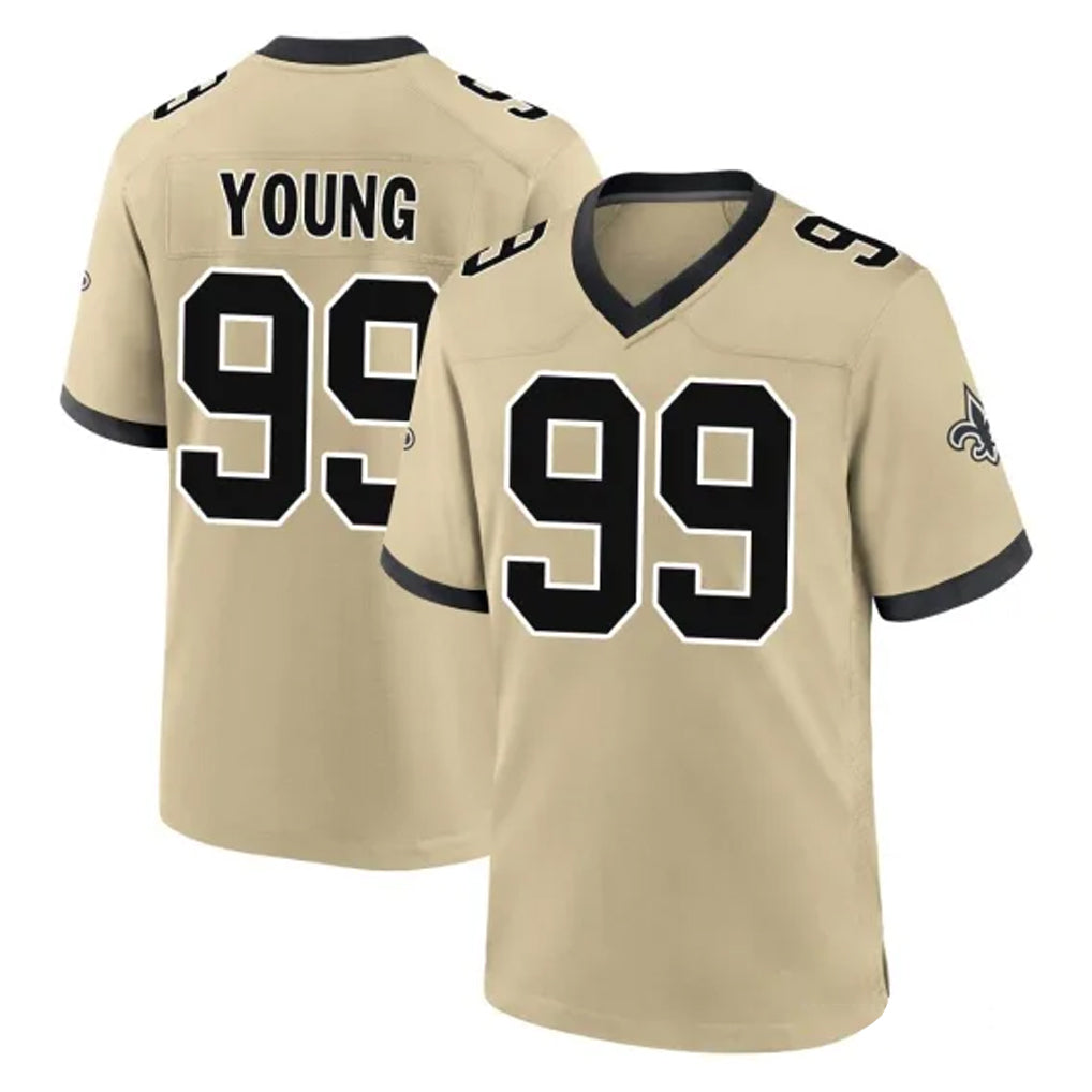 Cooneas NO.Saints #99 Chase Young Player Gold Home Game Stitched Jerseys