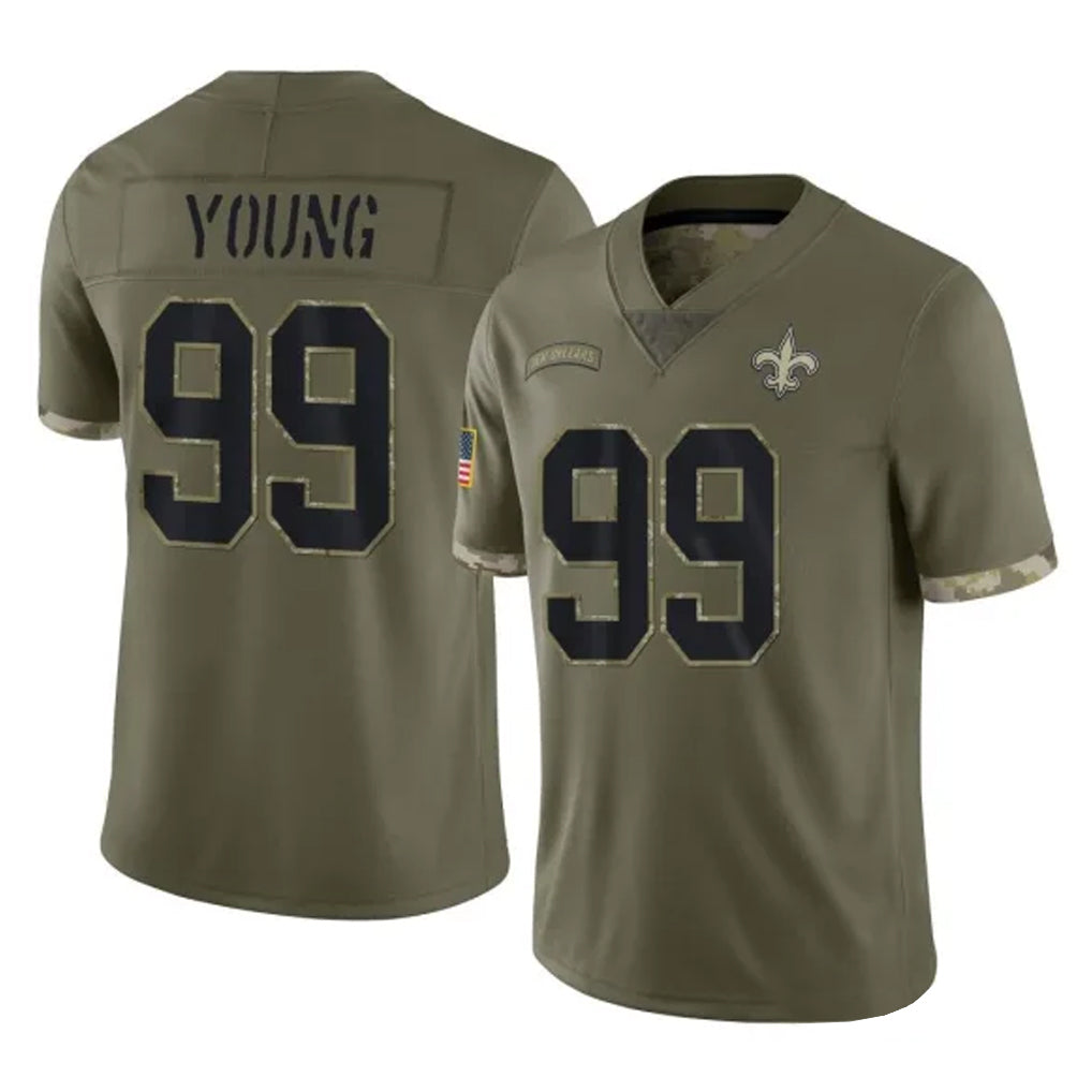 Cooneas NO.Saints #99 Chase Young Player Olive Salute To Service Limited Stitched Jerseys