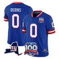 Cooneas NY.Giants #0 Brian Burns Player Royal 100th Season & State Patch Vapor Limited Home Game Stitched Jerseys