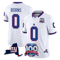 Cooneas NY.Giants #0 Brian Burns Player White 100th Season & State Patch Vapor Limited Home Game Stitched Jerseys