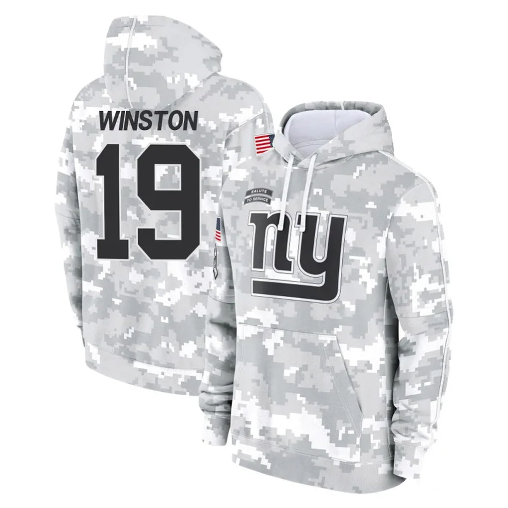 Cooneas NY.Giants #19 Jameis Winston Player Arctic Camo Salute to Service Pullover Hoodies Limited Game Stitched Jerseys