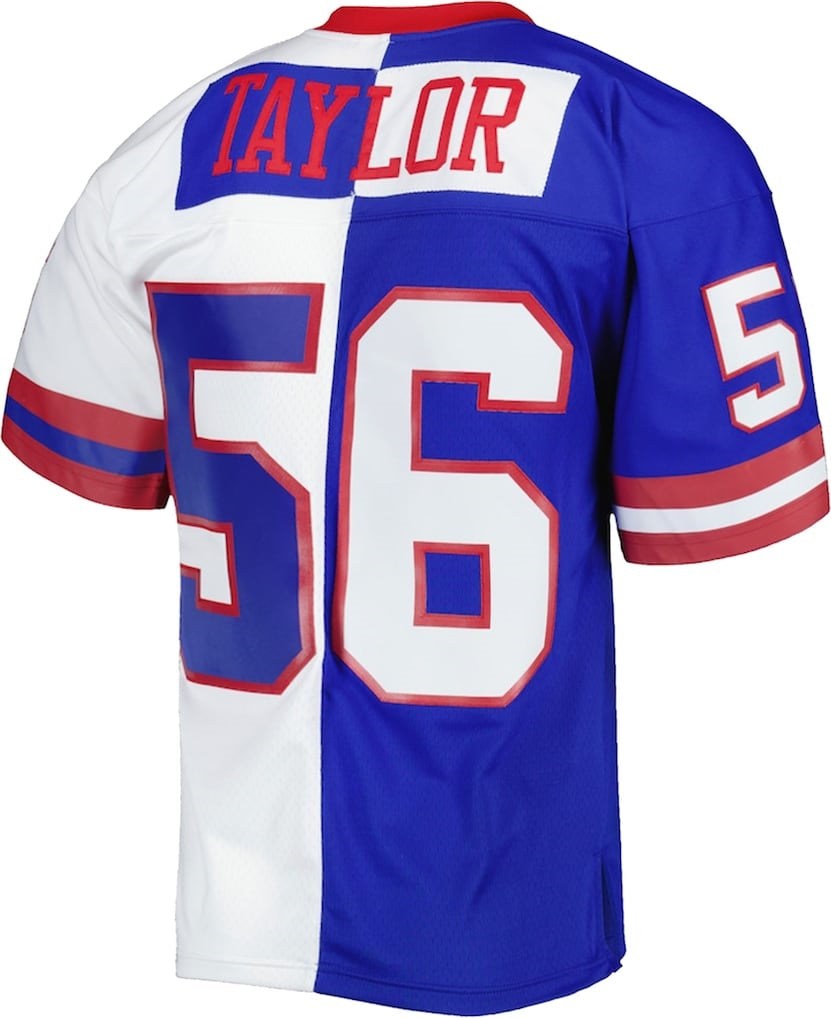 Cooneas NY.Giants #56 Lawrence Taylor Mitchell & Ness Royal-White Split Legacy Replica Stitched Jerseys