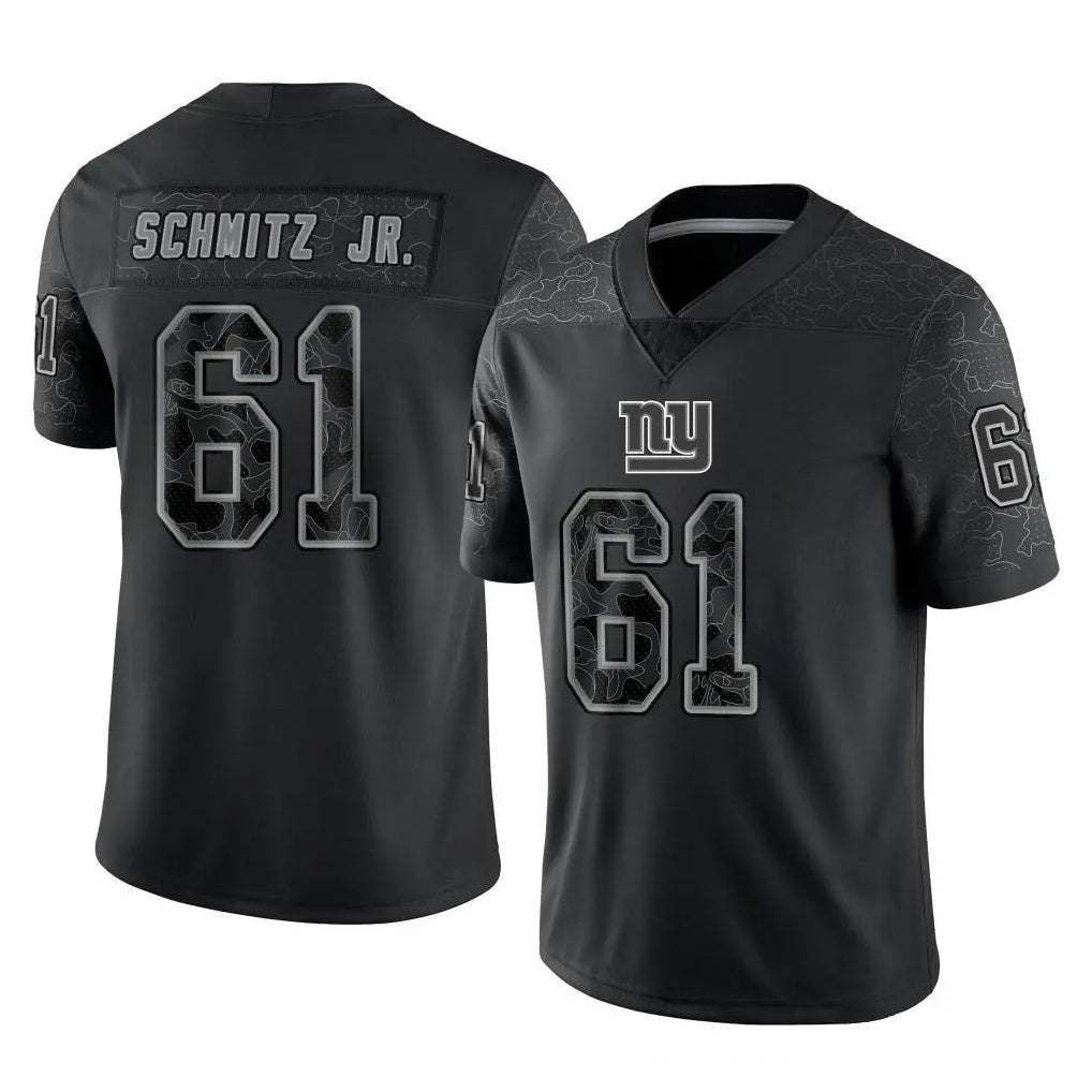Cooneas NY.Giants #61 John Michael Schmitz Jr. Player Black Limited Reflective Home Game Stitched Jerseys