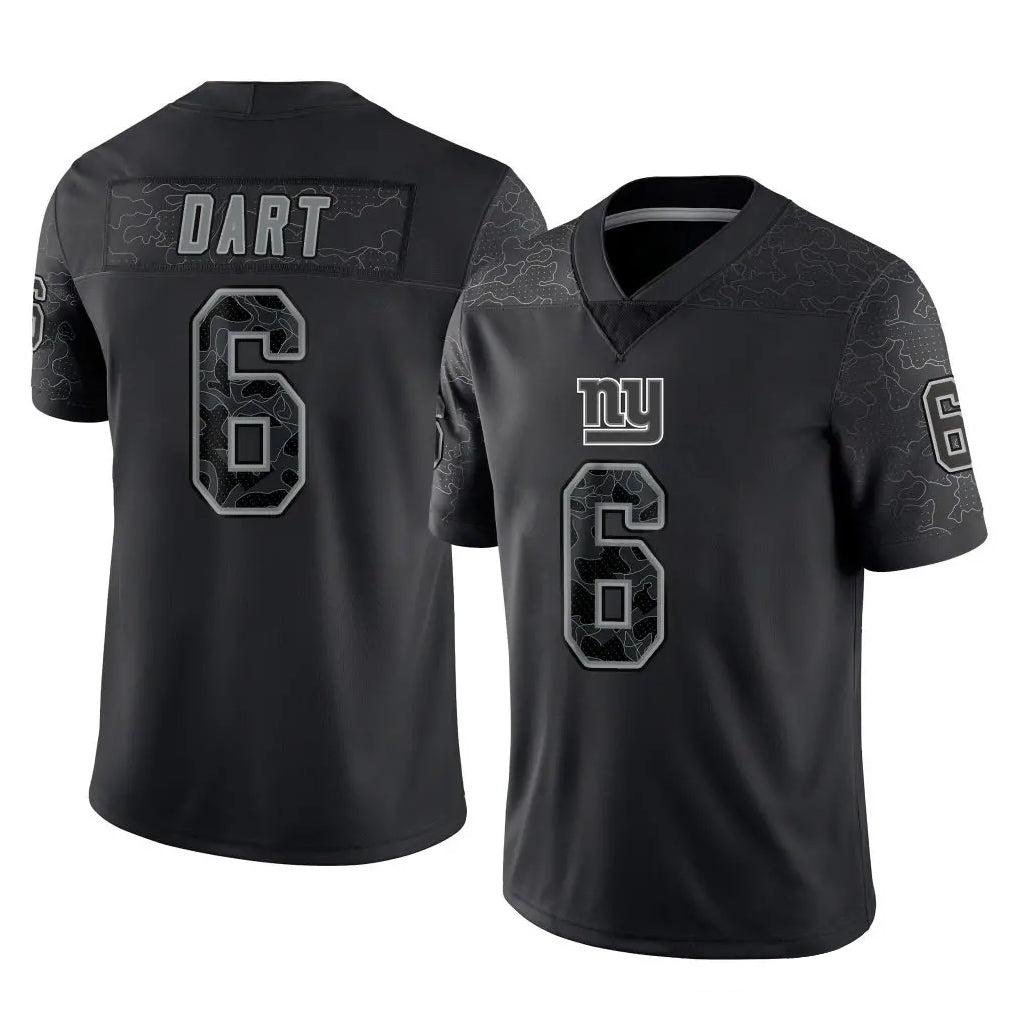 Cooneas NY.Giants #6 Jaxson Dart Player Black Limited Reflective Home Game Stitched Jerseys