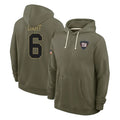 Cooneas NY.Giants #6 Jaxson Dart Player Olive Salute to Service Pullover Hoodies Limited Stitched Jerseys