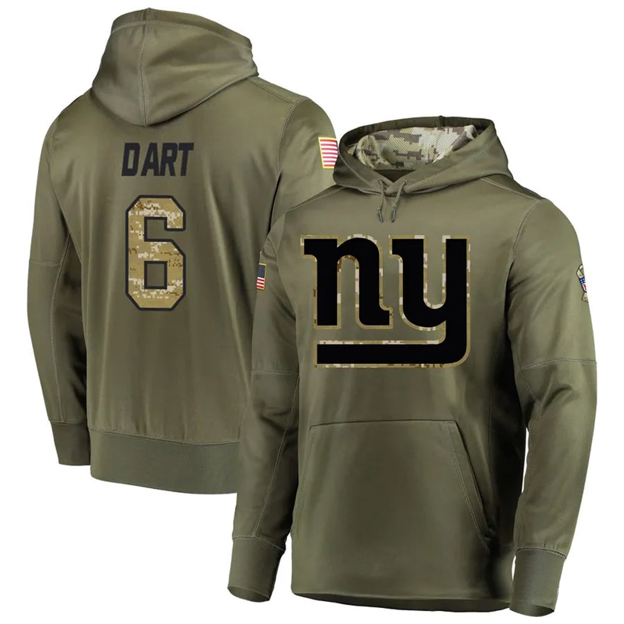 Cooneas NY.Giants #6 Jaxson Dart Player Salute to Service Hoodies Stitched Jerseys