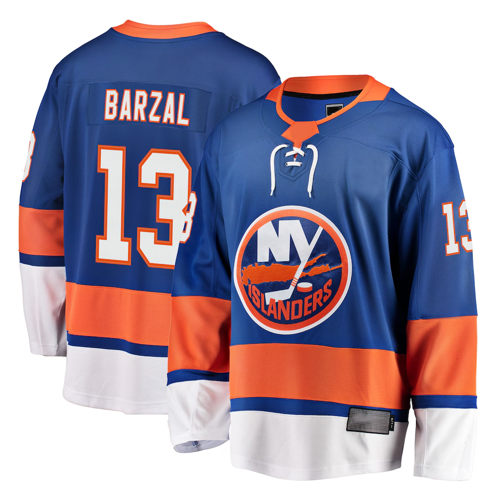 Cooneas NY.Islanders #13 Mathew Barzal Royal Breakaway Jerseys
