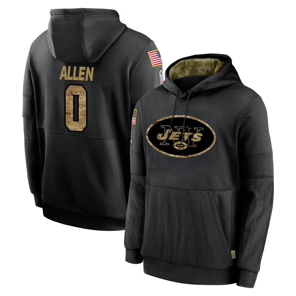 Cooneas NY.Jets #0 Braelon Allen Player Black Salute to Service Hoodies Limited Game Stitched Jerseys