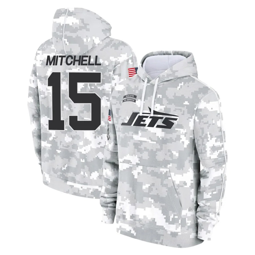 Cooneas NY.Jets #15 Adonai Mitchell Player Arctic Camo Salute to Service Pullover Hoodies Limited Game Stitched Jerseys