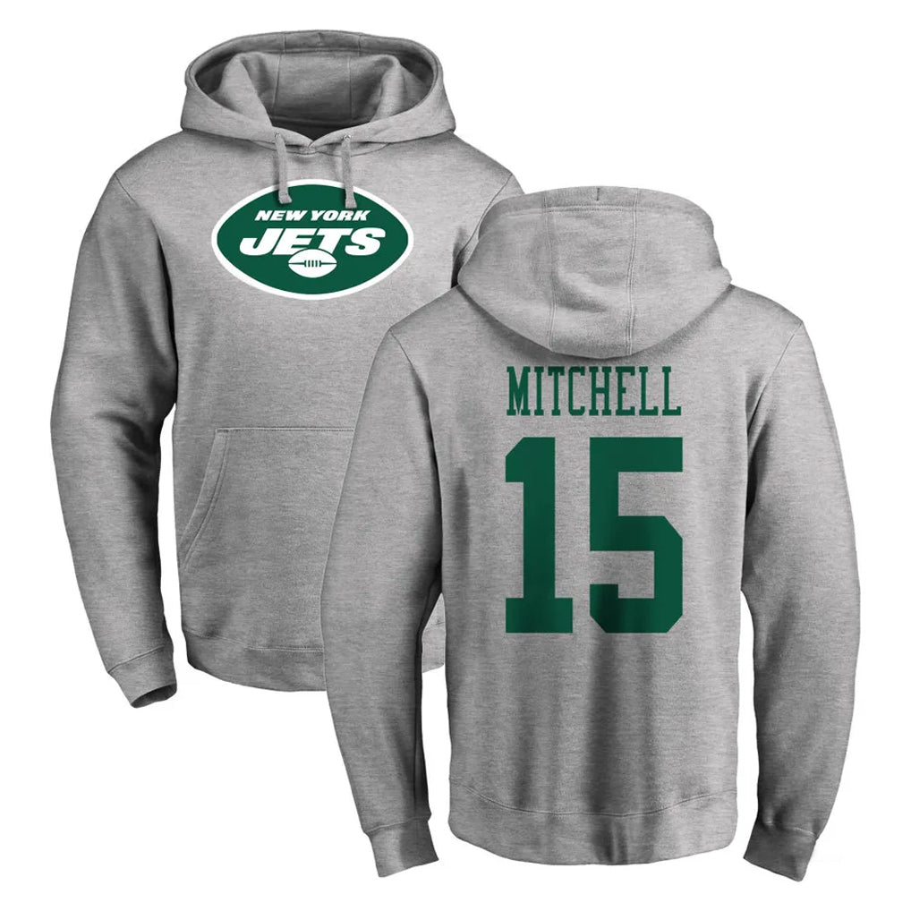 Cooneas NY.Jets #15 Adonai Mitchell Player Gray LOGO Pullover Hoodies Limited Game Stitched Jerseys
