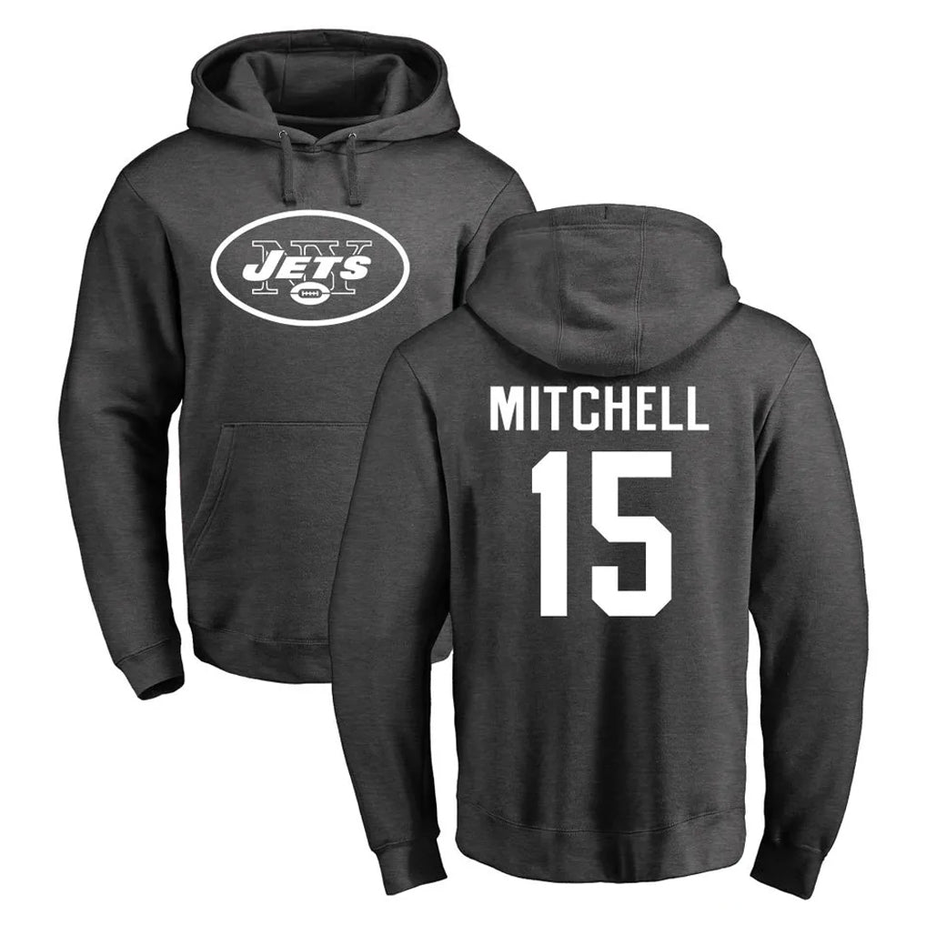 Cooneas NY.Jets #15 Adonai Mitchell Player Gray Pullover Hoodies Limited Game Stitched Jerseys