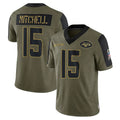 Cooneas NY.Jets #15 Adonai Mitchell Player Olive Salute To Service Limited Game Stitched Jerseys