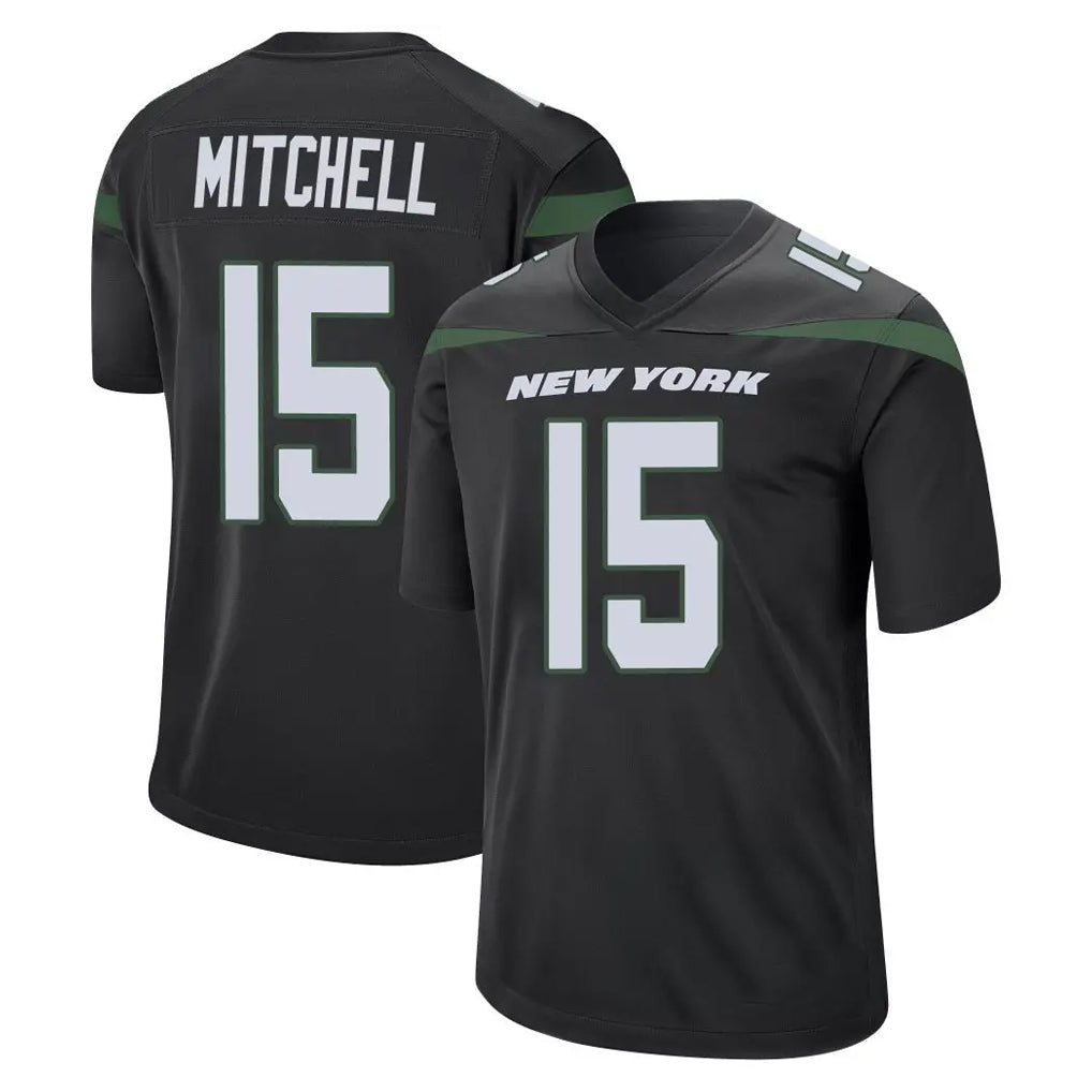Cooneas NY.Jets #15 Adonai Mitchell Player Stealth Black Home Game Stitched Jerseys