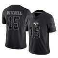 Cooneas NY.Jets #15 Adonai Mitchell Player Stealth Black Limited Reflective Home Game Stitched Jerseys