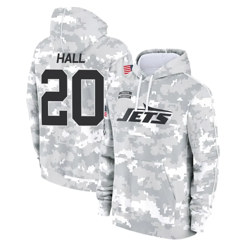 Cooneas NY.Jets #20 Breece Hall Player Arctic Camo Salute to Service Pullover Hoodies Limited Game Stitched Jerseys
