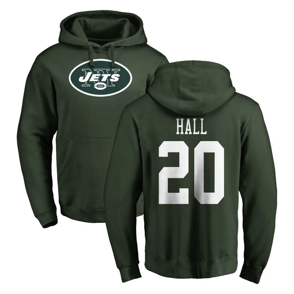 Cooneas NY.Jets #20 Breece Hall Player Green LOGO Pullover Hoodies Limited Game Stitched Jerseys