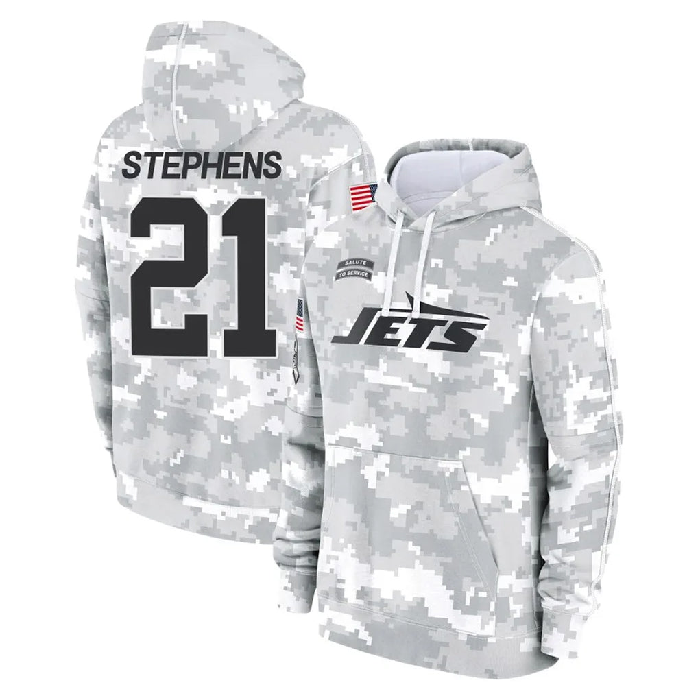 Cooneas NY.Jets #21 Brandon Stephens Player Arctic Camo Salute to Service Pullover Hoodies Limited Game Stitched Jerseys