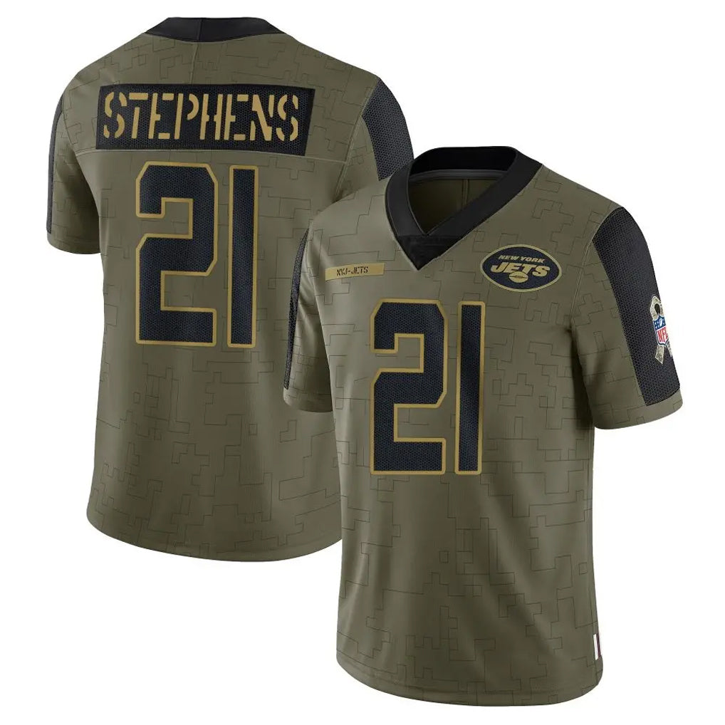 Cooneas NY.Jets #21 Brandon Stephens Player Olive Salute To Service Limited Game Stitched Jerseys