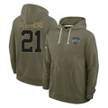 Cooneas NY.Jets #21 Brandon Stephens Player Olive Salute to Service Pullover Hoodies Limited Stitched Jerseys