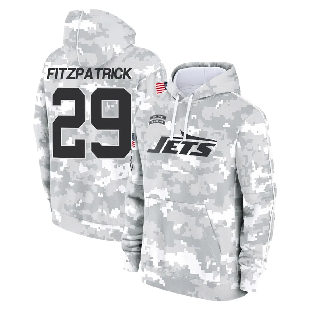 Cooneas NY.Jets #29 Minkah Fitzpatrick Player Arctic Camo Salute to Service Pullover Hoodies Limited Game Stitched Jerseys